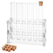 12 Sockets Transparent Acrylic 10ML Test Tube Display Rack, Multi-Use Colorimetrical Cylinder Tube Display Stand, Lab Supplies, Rectangle, with Glass Test Tubes, Clear, Display Rack: Finished Product: 18x6x10cm, 1 set, Tubes: 10.4cm, 12pcs(AJEW-OC0004-27)