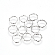 304 Stainless Steel Twisted Jump Rings, Open Jump Rings, Round Ring, Stainless Steel Color, 21 Gauge, 6x0.7mm, Inner Diameter: 4.6mm(STAS-G225-10P-02)