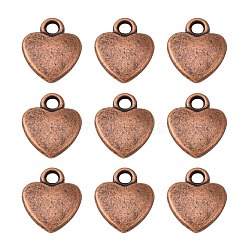 Tibetan Style Alloy Charms, Red Copper, Lead Free and Cadmium Free, Heart, about 12mm long, 10mm wide, 2.5mm thick hole: 2mm(RLF1170Y)
