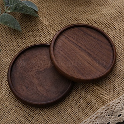 Wood Cup Mats, Coasters, Serving Cup Tray, Flat Round, 88mm(PW-WG12628-11)