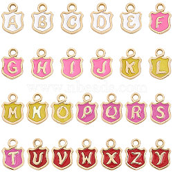 SUNNYCLUE 52 Pcs 26 Styles Alloy Enamel Charms, Cadmium Free & Lead Free, Token with Initial Letters, Light Gold, Letter A~Z, 2pcs/style(ENAM-SC0001-98LG)