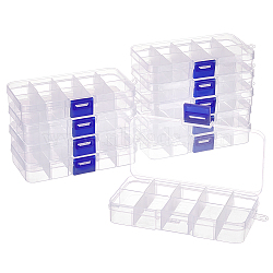 10 Grids Plastic Bead Storage Containers, Adjustable Dividers Box, for Crafting, Beading, Nail Art Rhinestones, Diamond Embroidery, Rectangle, WhiteSmoke, 12.8x6.9x2.2cm, Compartments: 2.45x3.05cm(CON-WH0086-053A)