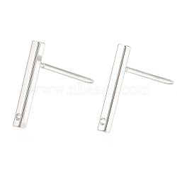Brass Stud Earring Findings, with Loop, Rectangle, Nickel Free, Real Platinum Plated, 12.5x1.5mm, Hole: 0.8mm, pin: 0.7mm(X-KK-S345-252P)