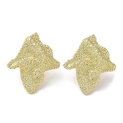 Rack Plating Brass Textured Leaf Stud Earrings, Lead Free & Cadmium Free, Real 18K Gold Plated, 27x23mm(EJEW-M237-05G)
