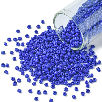 12/0 Glass Seed Beads, Opaque Colours Seed, Small Craft Beads for DIY Jewelry Making, Round, Round Hole, Blue, 12/0, 2mm, Hole: 1mm, about 3333pcs/50g, 50g/bag, 18bags/2pounds