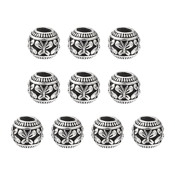 Tibetan Style Alloy Beads, European Style Beads, Large Hole Beads, Rondelle, Antique Silver, 11x9mm, Hole: 4.5mm