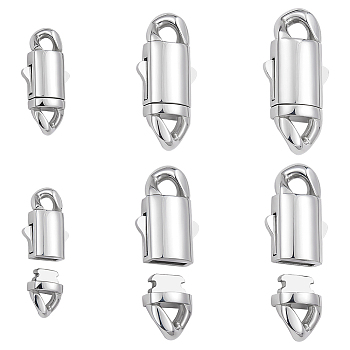 3Pcs 3 Styles 304 Stainless Steel Snap Lock Clasps, Oval, Stainless Steel Color, 23~36x11~17x4.5~7mm, Hole: 3~5x4~5mm, 1pc/style
