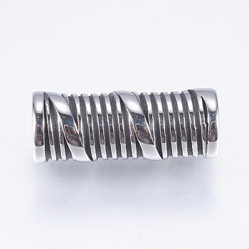 304 Stainless Steel Tube Beads, Large Hole Beads, Antique Silver, 23x9.5x9mm, Hole: 6mm