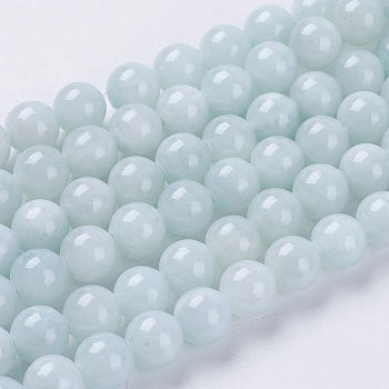 Natural Yellow Jade Beads Strands, Dyed, Round, Azure, 8mm, Hole: 1mm, about 50pcs/strand, 15.75 inch