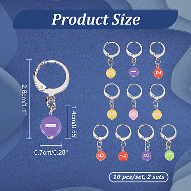 Acrylic Flat Round with Number Pendant Locking Stitch Markers(HJEW-PH01870)-2