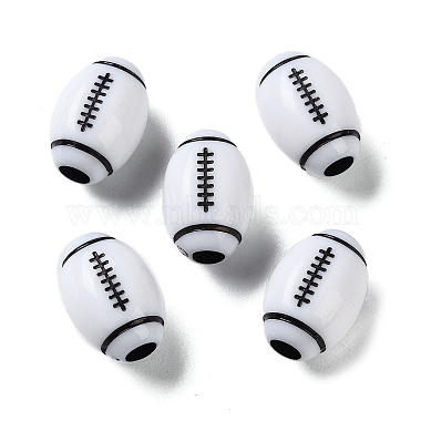 White Rugby Acrylic European Beads