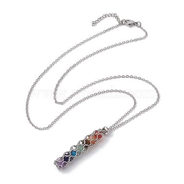 Natural Mixed Gemstone Chakra Theme Necklace(NJEW-JN04576-01)-4