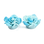 Smudged Color Frosted Resin Cabochons, Rose, Pale Turquoise, 23x13mm(RESI-TAC0018-13D)