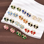 Butterfly Brass Micro Pave Clear Cubic Zirconia Stud Earrings, with Resin, Real 18K Gold Plated, 
Long-Lasting Plated, Cadmium Free & Lead Free, Rack Plating, Mixed Color, 13x15.5mm(EJEW-C173-01G)