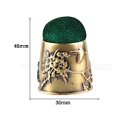 Retro Flower Zine Alloy Needle Pins Wrist Velvet Cushions, for Sewing Quilting Accessories, Green, Antique Bronze, 40x30mm(PW-WG36334-03)