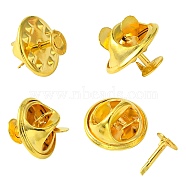 Brass Lapel Pin Backs, Tie Tack Pin, Brooch Findings, Golden, Tray: 11~12mm, Pin: 5x8mm(KK-YW0002-23G)