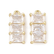 Brass Micro Pave Clear Cubic Zirconia Pendants, Long-Lasting Plated, Rectangle Charms, Real 14K Gold Plated, 16x7.5x3.5mm, Hole: 1mm(KK-L212-08G)
