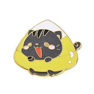 Halloween Theme Golden Alloy Brooches, Enamel Pins, Cat Shape, 30.5x35.5x1.5mm(JEWB-U002-06L)