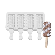 Food Grade DIY Rectangle Ice-cream Silicone Molds, Ice Pop Molds, for Making Ice Cream, 4 Cavities, White, 129x180x23mm, Inner Diameter: 69x35mm(DIY-D062-07B)