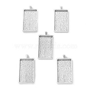 Alloy Pendant Cabochon Settings, Plain Edge Bezel Cups, Cadmium Free & Nickel Free & Lead Free, Rectangle, Antique Silver, 59x27x7.5mm, Hole: 8x4mm, Tray: 47x24mm(PALLOY-2418-AS-FF)