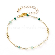 Faceted Glass Beaded Bracelets, with Brass Beads and Lobster Claw Clasps, Round, Real 18K Gold Plated, Colorful, 7-1/4 inch(18.3cm)(BJEW-JB05853-04)