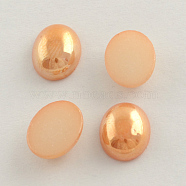 Pearlized Plated Opaque Glass Cabochons, Oval, Goldenrod, 13x10x5mm(PORC-S804-10x14-42)