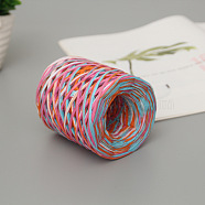 Colored Raffia Ribbon, Packing Paper String, Raffia Twine Paper Cords for Gift Wrapping and Weaving, Hot Pink, 3~4mm, about 200m/roll(SENE-PW0003-105B)