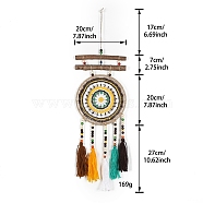 Evil Eye Wall Decor, Woven Net/Web with Feather Pendant Decorations, for Home Craft Wall Hanging, Bisque, 710x200mm(PW-WG57878-01)