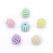 Opaque Resin Beads, Flocky Pumpkin, Mixed Color, 11x10mm, Hole: 1.6mm(RESI-G047-10)