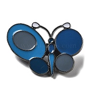 Black Zinc Alloy Brooch, Butterfly Enamel Pins, Marine Blue, 20x27.5x6mm(JEWB-Z012-01A-B)