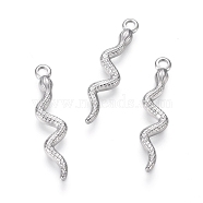 304 Stainless Steel Pendants, Snake, Stainless Steel Color, 28x6x1.5mm, Hole: 2mm(X-STAS-G214-58P)