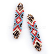 MIYUKI & TOHO Japanese Seed Beads, Handmade Links, Loom Pattern, Sky Blue, 41~41.5x9x2mm, Hole: 1mm(X-SEED-S011-SP-23)