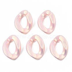 Spray Painted Acrylic Linking Rings, Rubberized Style, Quick Link Connectors, for Curb Chains Making, Twist, Misty Rose, 24x17x5mm, Inner Diameter: 13x6.5mm, about 720pcs/500g(MACR-S280-06C-04)