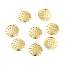 Brass Sieve Findings, Flat Round with Hole, Raw(Unplated), 14x1.5mm(KK-M221-01A)