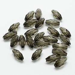 Transparent Acrylic Beads, Faceted, Rice, Dark Olive Green, 11x5mm, Hole: 1.5mm, about 2750pcs/500g(PLRC5X11MM45-1)