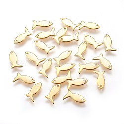 201 Stainless Steel Charms, Fish, Golden, 6.5x11.5x0.5mm, Hole: 1mm(X-STAS-E447-09G)