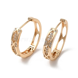 Brass Micro Pave Cubic Zirconia Hoop Earrings for Women, Hollow Horse Eye, Light Gold, 26x5mm(EJEW-M238-16KCG)