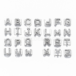 Brass Micro Pave Clear Cubic Zirconia Cabochons, Fit Floating Locket Charms, Cadmium Free & Nickel Free & Lead Free, Alphabet, Real Platinum Plated, 6x7x2mm(KK-S061-47P-NR)