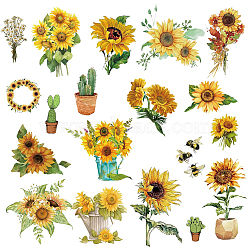 Custom Waterproof PVC Window Stickers, Sunflower Pattern, 30x20cm, 1 style/sheet, 2 style, 2 sheets/set(DIY-WH0290-007)