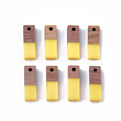 Resin & Wood Pendants, Rectangle, Gold, 17x5.5x3~3.5mm, Hole: 1.5mm(X-RESI-S358-19A)