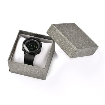 Square Paper Jewelry Box, Snap Cover, with Pillow, for Watch and Bracelet Packaging, Olive, 8.6x8.6x5.7cm