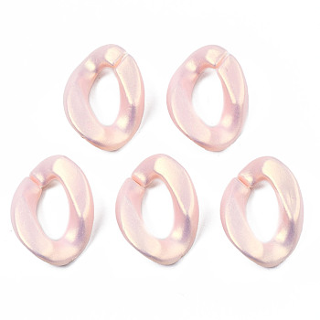Spray Painted Acrylic Linking Rings, Rubberized Style, Quick Link Connectors, for Curb Chains Making, Twist, Misty Rose, 24x17x5mm, Inner Diameter: 13x6.5mm, about 720pcs/500g
