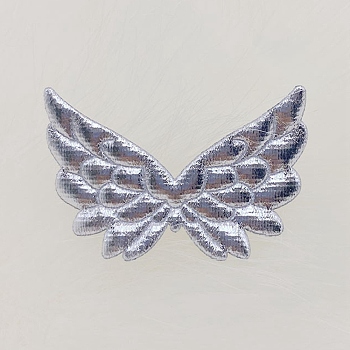 Cloth Embossing Wings, AB Color, Decorate Accessories, Silver, 35x50x1mm