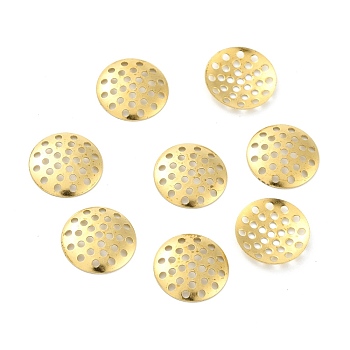 Brass Sieve Findings, Flat Round with Hole, Raw(Unplated), 14x1.5mm