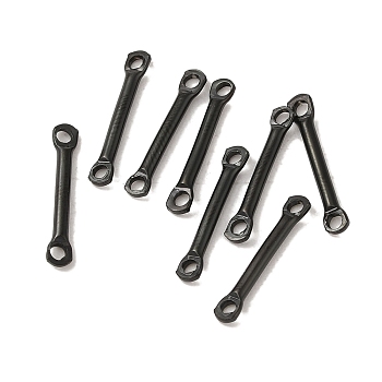 304 Stainless Steel Links, Bar Connector Charms, Black, 15x2.5x1.5mm, Hole: 1.4mm