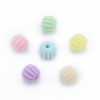 Opaque Resin Beads, Flocky Pumpkin, Mixed Color, 11x10mm, Hole: 1.6mm