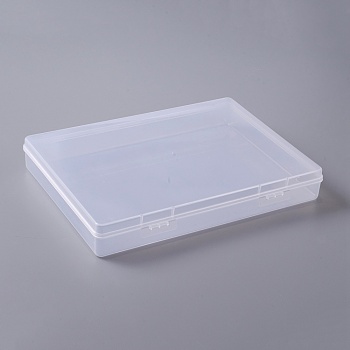 Transparent Polypropylene(PP) Bead Containers, with Hinged Lids, Flip Cover, Rectangle, White, 16.5x22.5x3.2cm