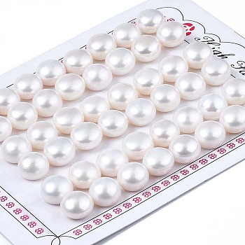 Half Drilled Natural Cultured Freshwater Pearl Beads, Half Round, Seashell Color, 10~10.5x6.5~7mm, Hole: 1mm
