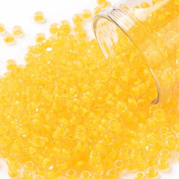 TOHO Round Seed Beads, Japanese Seed Beads, (801F) Frosted Luminous Neon Tangerine, 8/0, 3mm, Hole: 1mm, about 220pcs/10g