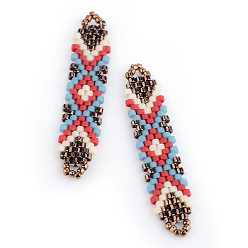 MIYUKI & TOHO Japanese Seed Beads, Handmade Links, Loom Pattern, Sky Blue, 41~41.5x9x2mm, Hole: 1mm